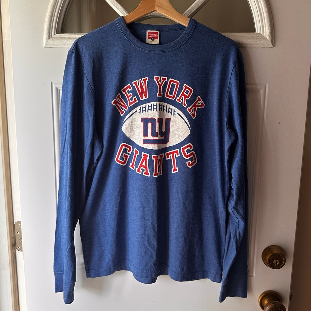 HOMAGE Blue New York Giants Long Sleeve Tee
